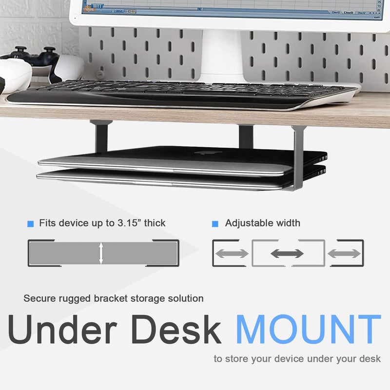 IFCASE Metal Under Desk Shelf Mount Holder for Laptop, Xbox Series S, Xbox One S/X, PS4 Slim/Pro, Desktop Mini PC, Wireless Amplifier, CalDigit TS4 (Silver) - Image 2